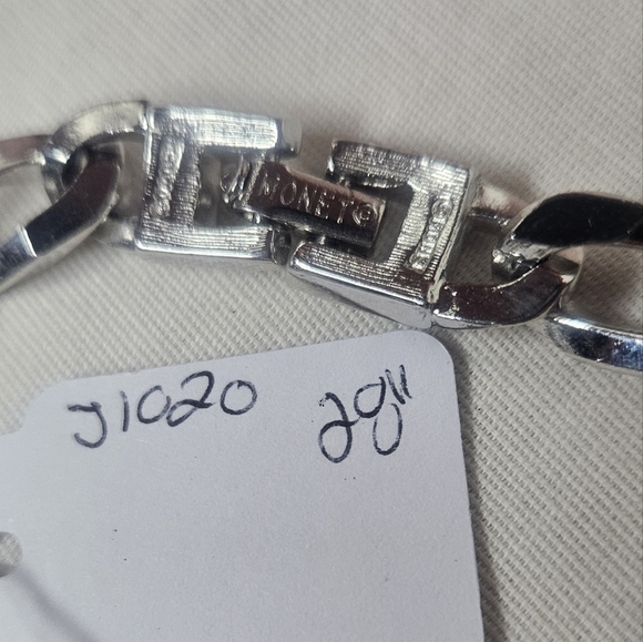 Vintage Monet Silver-Tone Long Chain Necklace – Textured Link Statement Layering - Picture 4 of 4